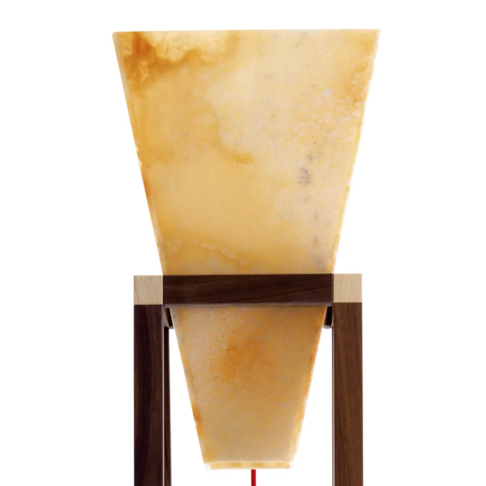 Staande lamp in onyx en designhout Grilli York gemaakt in Italië Viadurini