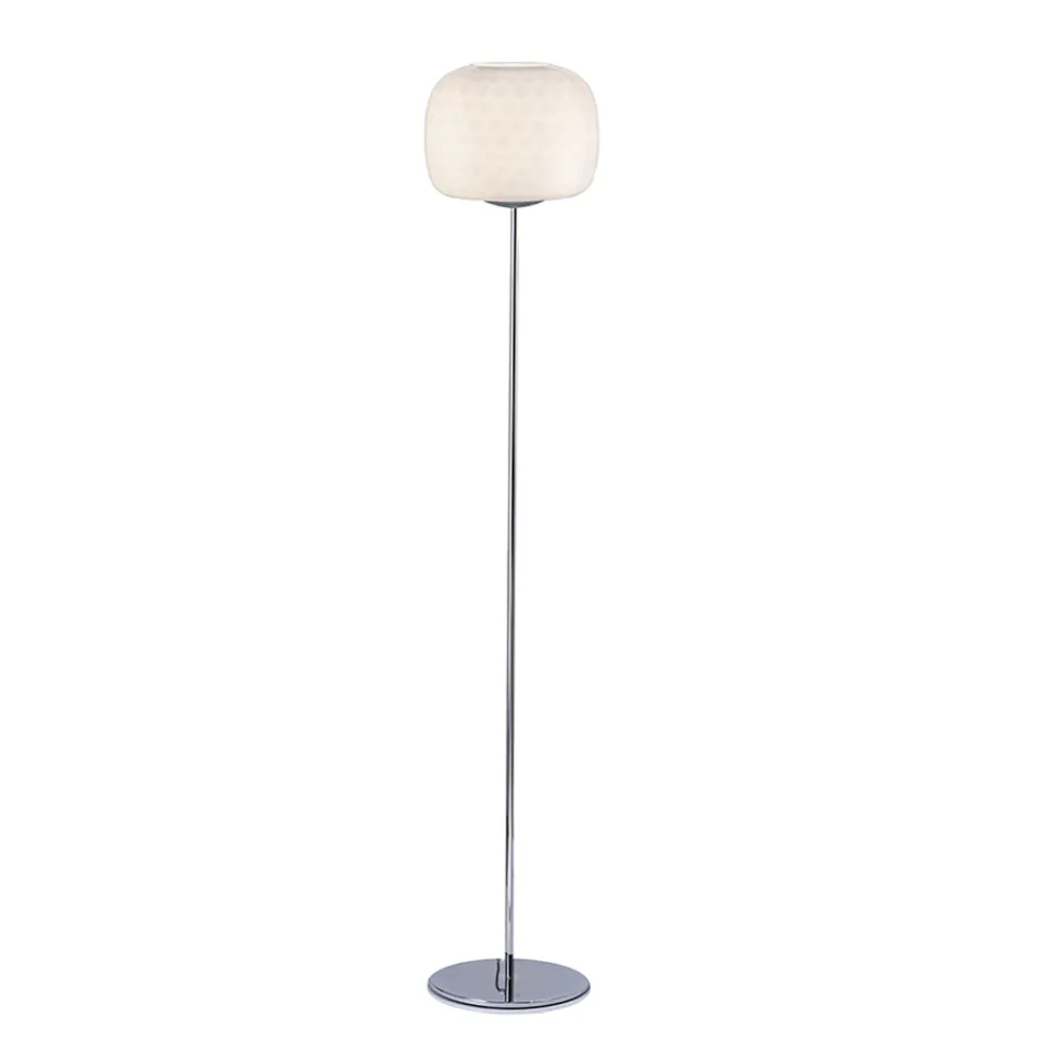 Glazen vloerlamp met twee afwerkingen en een metalen frame, gemaakt in Italië - Brera Viadurini