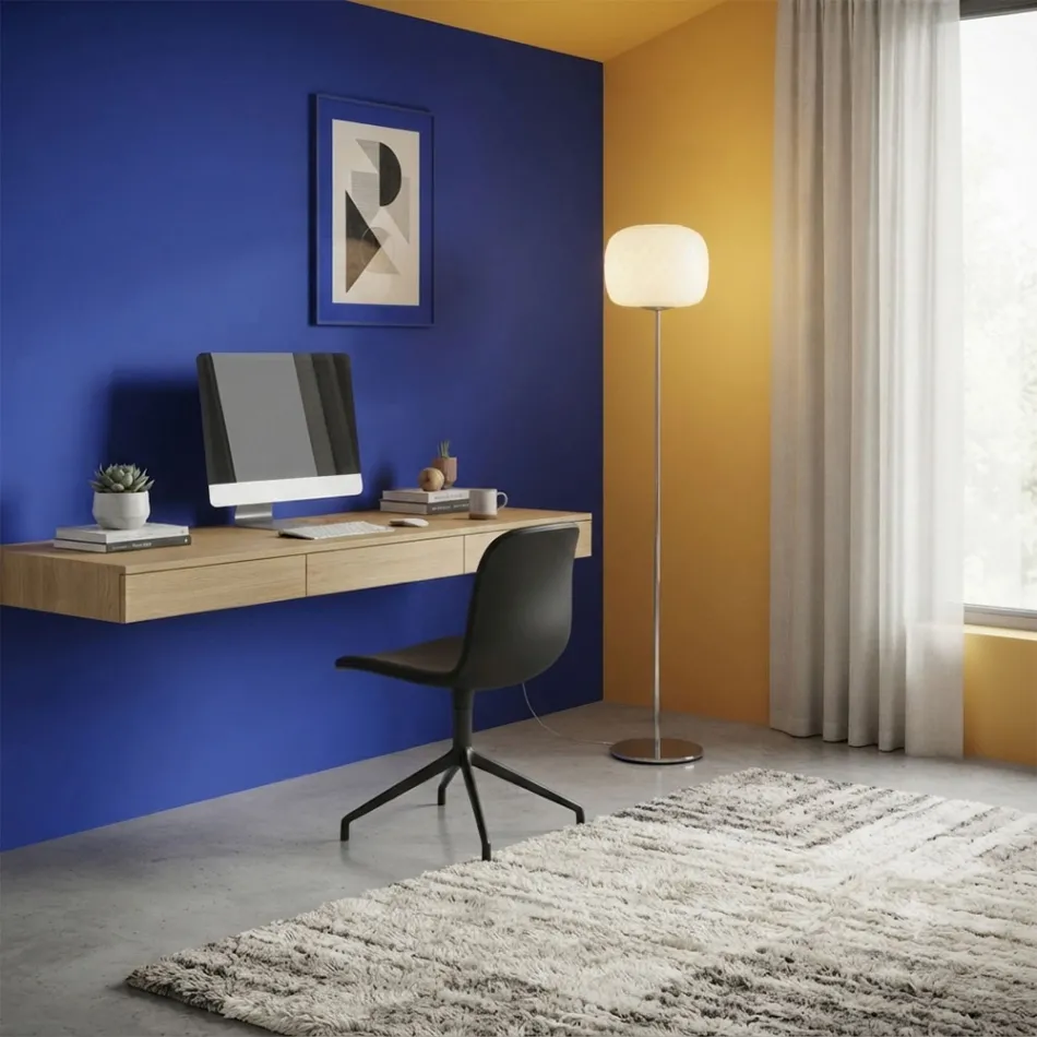 Glazen vloerlamp met twee afwerkingen en een metalen frame, gemaakt in Italië - Brera Viadurini