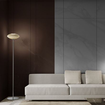 Geribbelde en handgeblazen Venetiaanse glazen vloerlamp - Dafne Viadurini