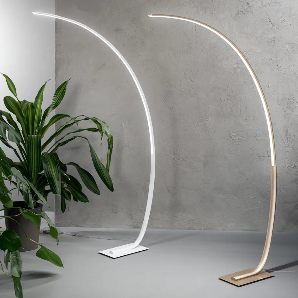 Moderne dimbare LED-vloerlamp in zwart, goud of wit metaal - Gondola Viadurini