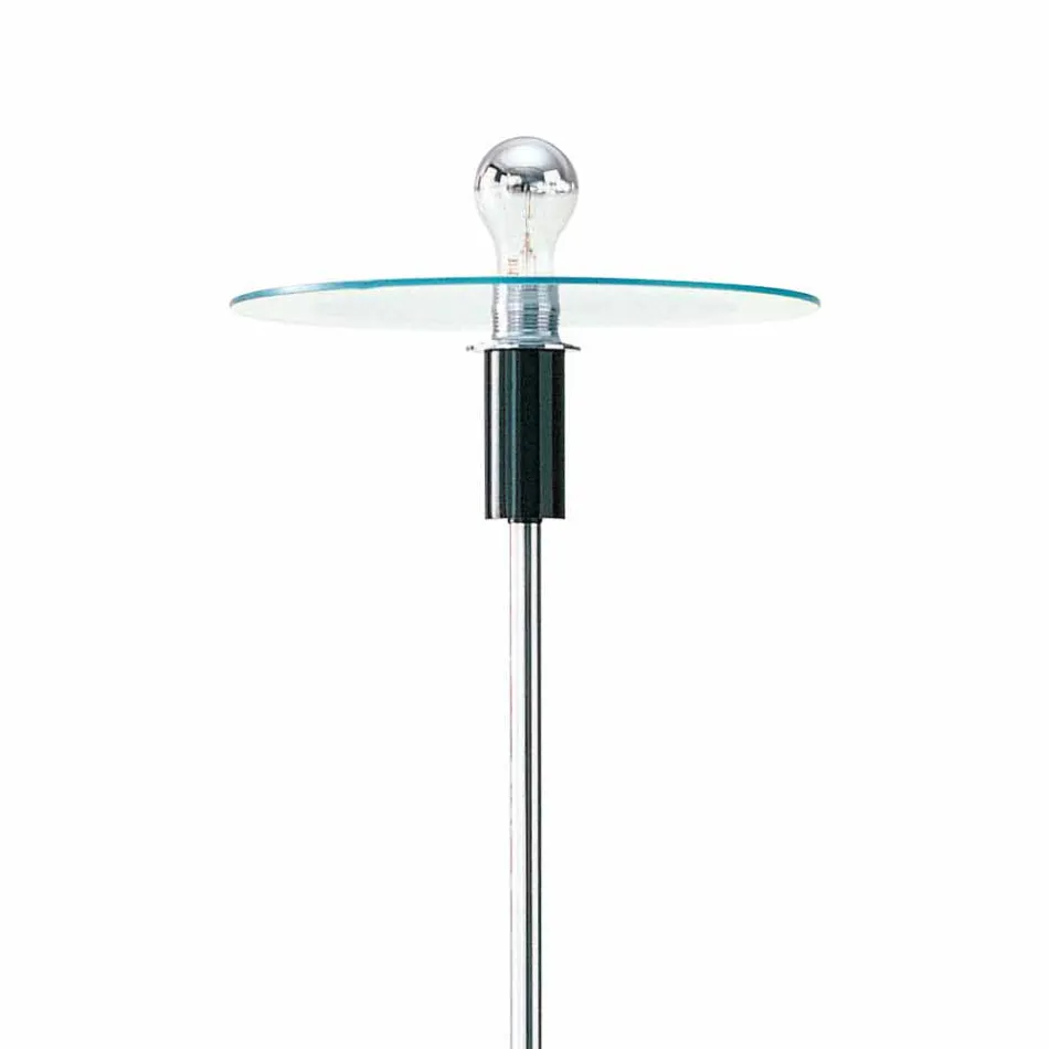 Moderne vloerlamp met verchroomde structuur en glasplaat Made in Italy - Saturno Viadurini
