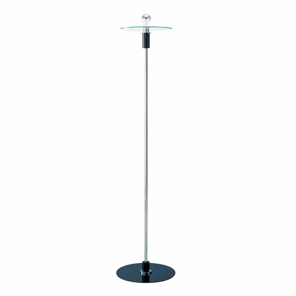 Moderne vloerlamp met verchroomde structuur en glasplaat Made in Italy - Saturno Viadurini