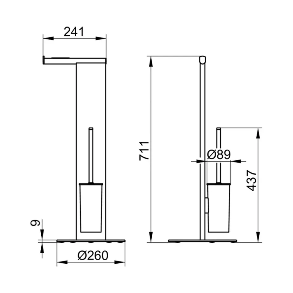 Staande toiletborstelhouder en badrol in wit of zwart aluminium - Alcade Viadurini