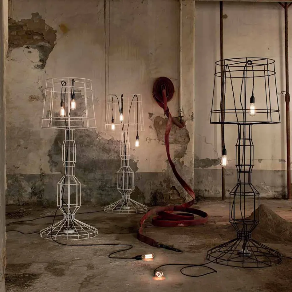 Woonkamer vloerlamp 3 lampen in wit of natuurlijk metaal Minimal Style - Styling Viadurini