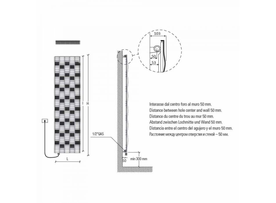 5 Bar Design Stalen Elektrische Stralingsplaat tot 1000 Watt - Rivier Viadurini
