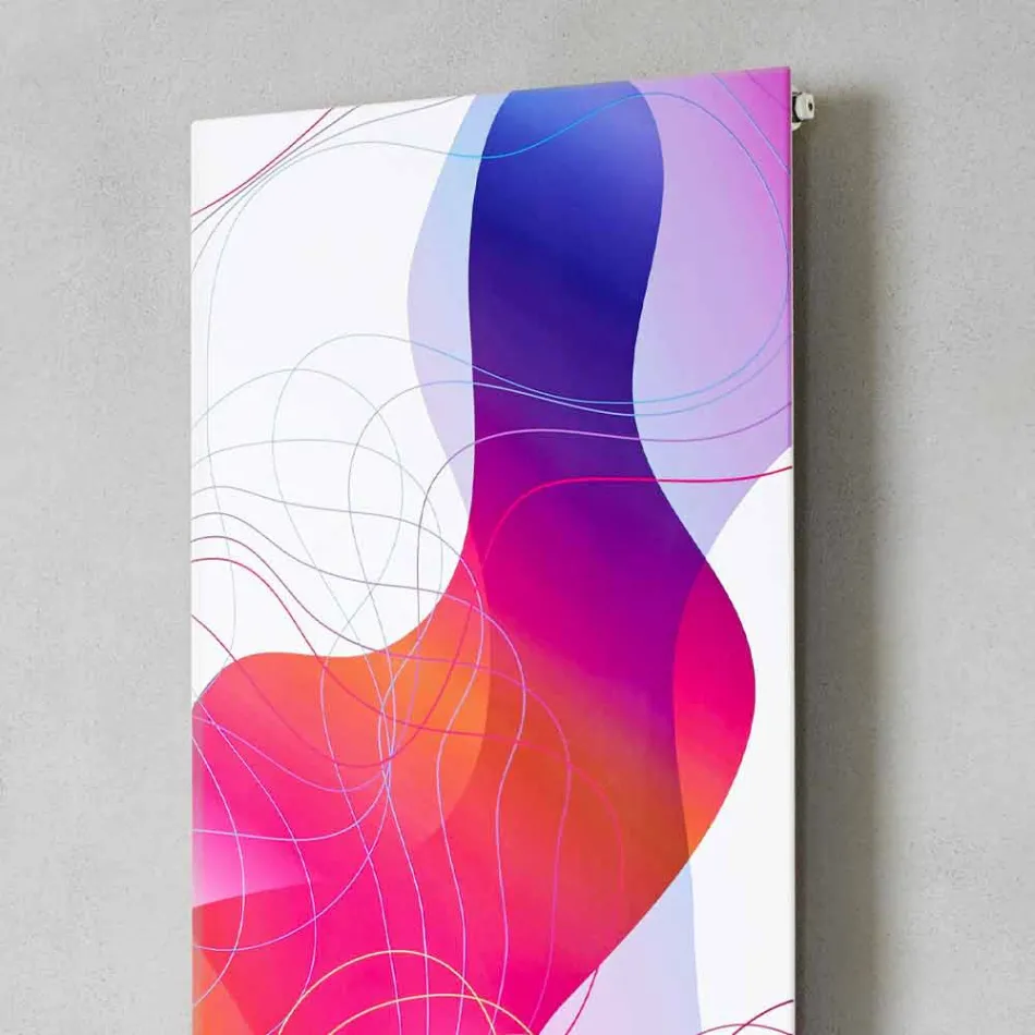 Wandgemonteerde hydraulische stralingsplaat in staal met decoratie 839 Watt - Kelvin Viadurini