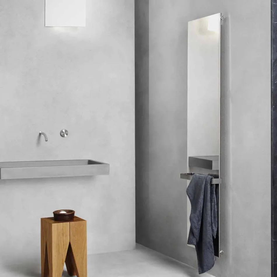 Verticale elektrische stralingsplaat in roestvrij staal Reflexontwerp 1000 W - ijs Viadurini