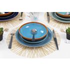 Gekleurde en moderne borden 18 stuks in steengoed Compleet servies - Egadi Viadurini