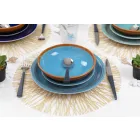 Gekleurde en moderne borden 18 stuks in steengoed Compleet servies - Egadi Viadurini