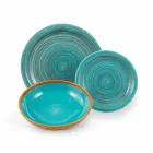 Gekleurde en moderne borden 18 stuks in steengoed Compleet servies - Egadi Viadurini