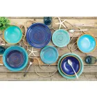 Gekleurde en moderne borden 18 stuks in steengoed Compleet servies - Egadi Viadurini
