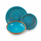 Gekleurde en moderne borden 18 stuks in steengoed Compleet servies - Egadi Viadurini