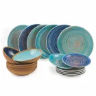 Gekleurde en moderne borden 18 stuks in steengoed Compleet servies - Egadi Viadurini