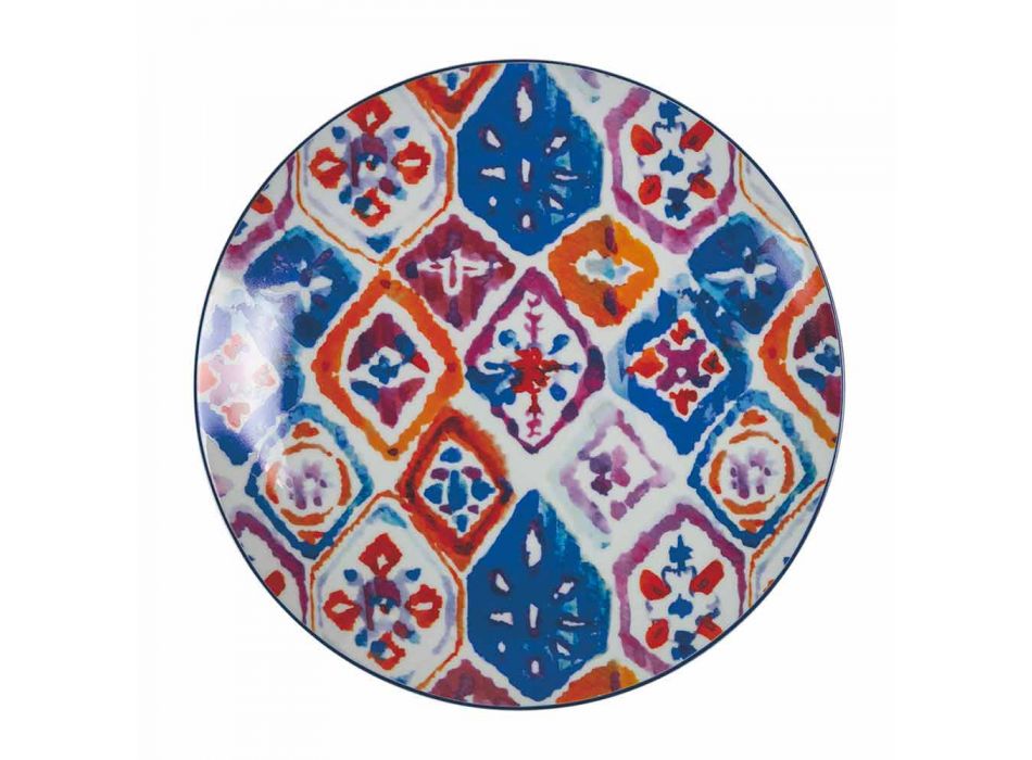 Tafelborden met volledige bediening in porselein en gekleurd aardewerk 18 stuks - Anfa Viadurini