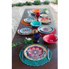 Etnische gerechten 18 stuks gekleurd porselein en steengoed servies - Perzië Viadurini