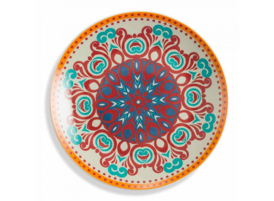 Etnische gerechten 18 stuks gekleurd porselein en steengoed servies - Perzië Viadurini