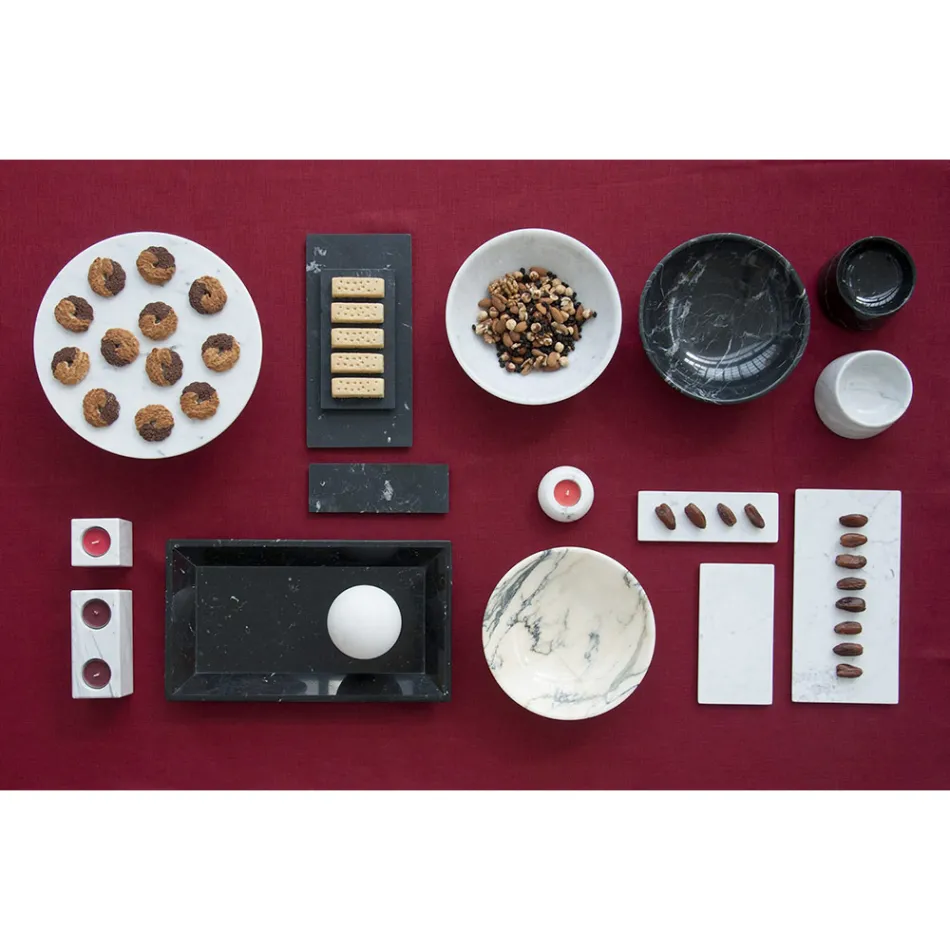 Ronde kaasplaat in wit of zwart marmer gemaakt in Italië - Kirby Viadurini