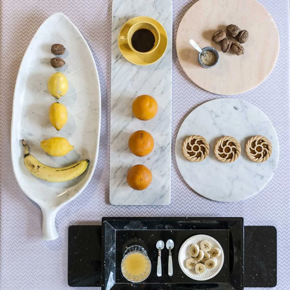 Ronde kaasplaat in wit of zwart marmer gemaakt in Italië - Kirby Viadurini