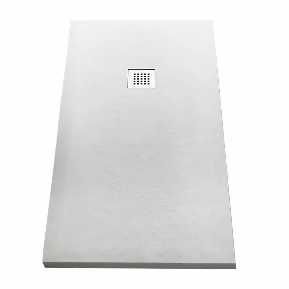 Douchebak 170x80 in hars met steeneffect en stalen rooster - Domio Viadurini