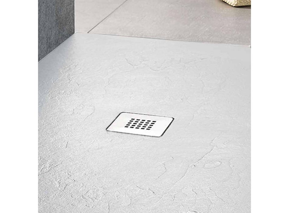 Douchebak van witte hars met leisteeneffect 170x70 modern design - Sommo Viadurini