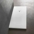 Moderne rechthoekige douchebak 160x80 in hars met steeneffect - Domio Viadurini