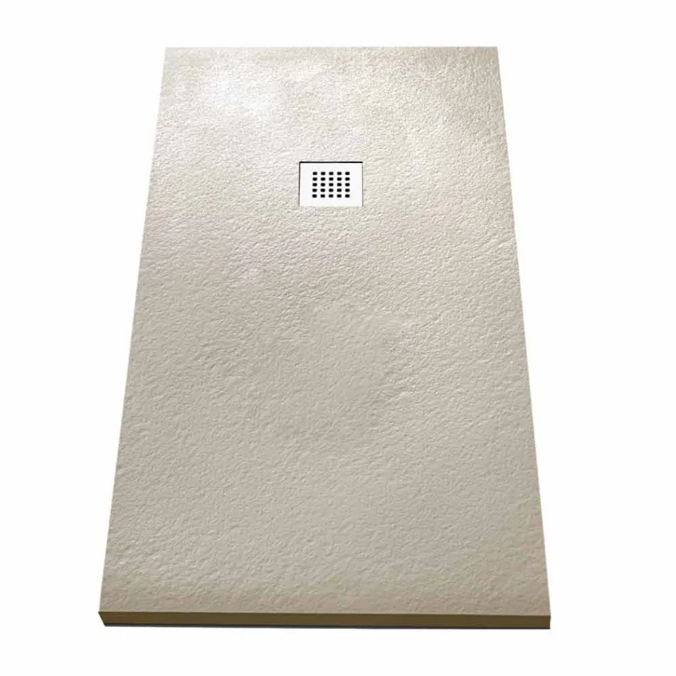 Moderne rechthoekige douchebak 160x80 in hars met steeneffect - Domio Viadurini