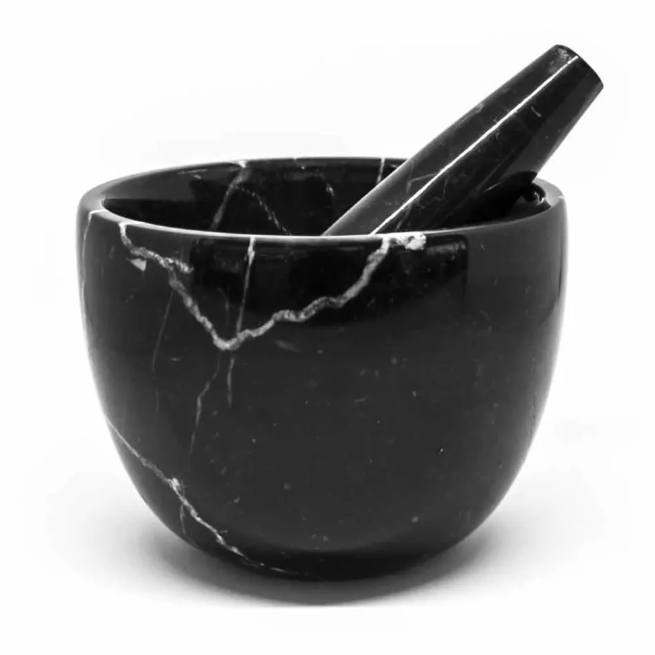 Kleine vijzel met stamper in wit Carrara-marmer gemaakt in Italië - Mirel Viadurini