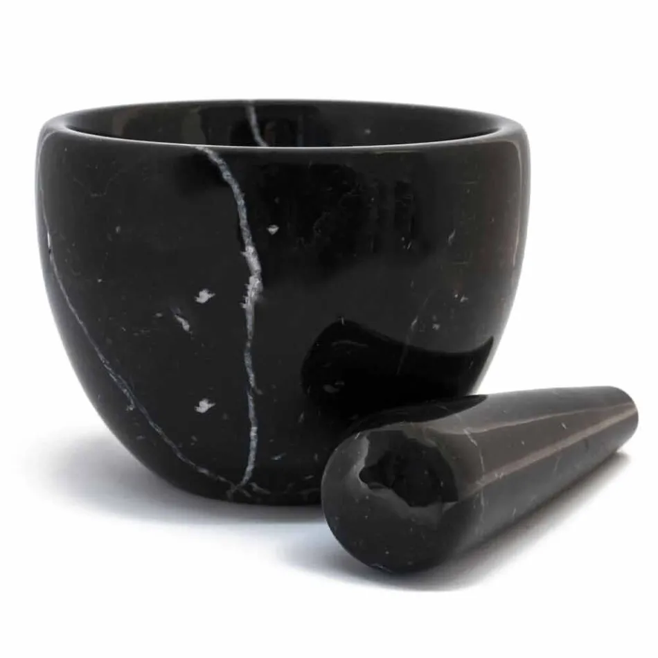 Kleine vijzel met stamper in wit Carrara-marmer gemaakt in Italië - Mirel Viadurini