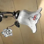 2-lichts plafondlamp van metaal en keramiek met handgeschilderde rozen - Pisa Viadurini