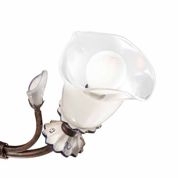 3 lampen Artisan bloemenplafondlamp in glas, ijzer en keramiek - Vicenza