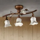Artisan keramische 3-lichts plafondlamp met rozendecoratie - Pisa Viadurini