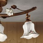 Artisan keramische 3-lichts plafondlamp met rozendecoratie - Pisa Viadurini