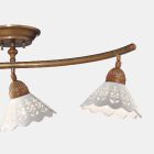 3-lichts plafondlamp in messing en geperforeerd keramiek - Fiordipizzo van Il Fanale Viadurini