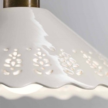 3-lichts plafondlamp in messing en geperforeerd keramiek - Fiordipizzo van Il Fanale