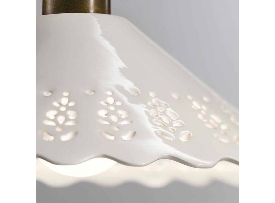 3-lichts plafondlamp in messing en geperforeerd keramiek - Fiordipizzo van Il Fanale
