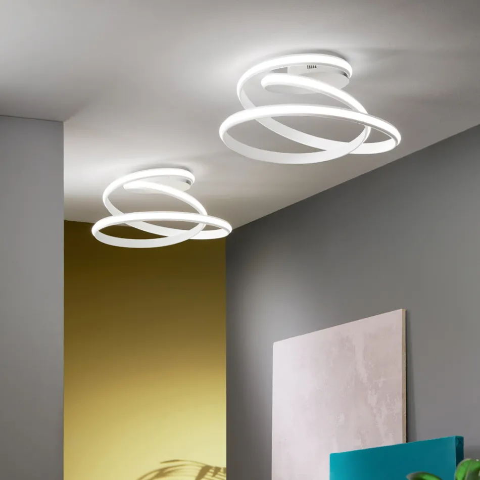 Modern design wit gelakte metalen LED-plafondlamp - Rivolta Viadurini