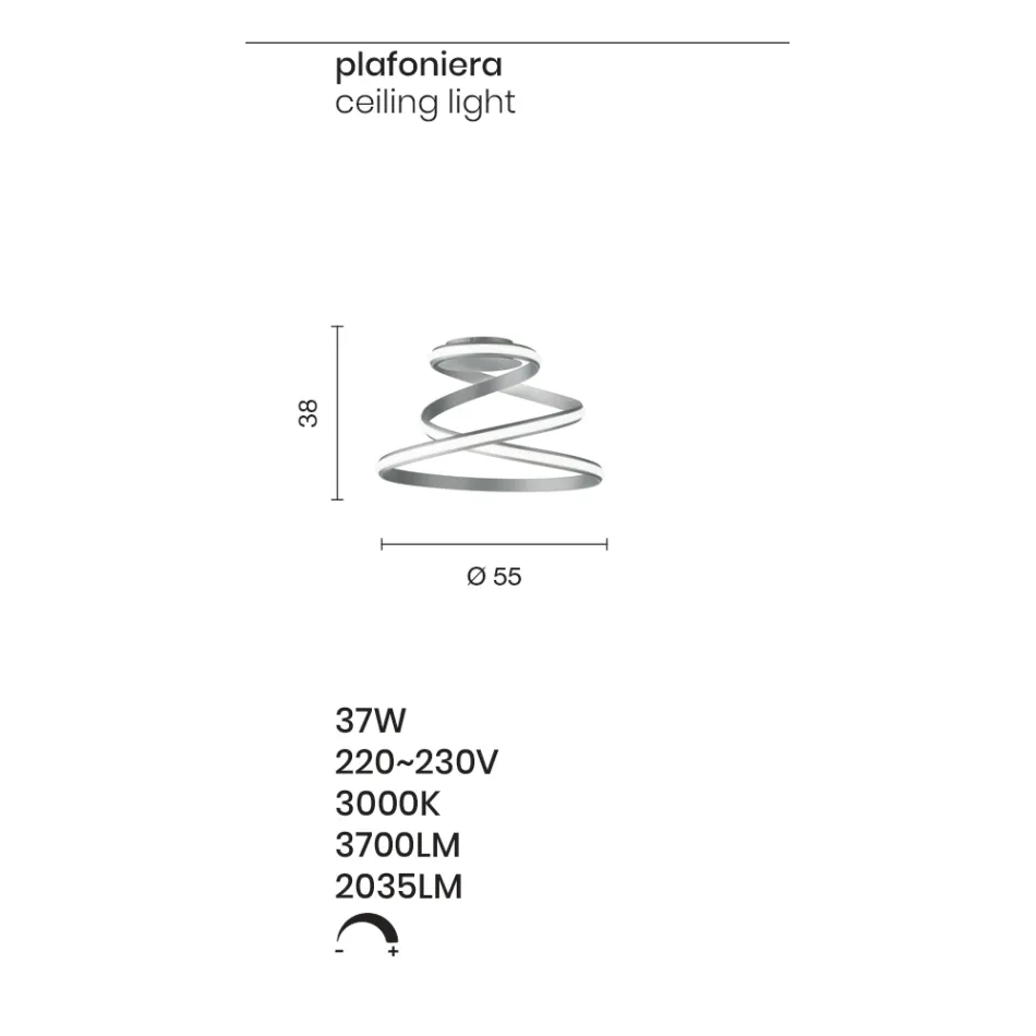 Modern design wit gelakte metalen LED-plafondlamp - Rivolta Viadurini