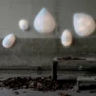 Wandlamp in metaal en wit lycra design in 3 afmetingen - gebladerte Viadurini