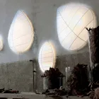 Wandlamp in metaal en wit lycra design in 3 afmetingen - gebladerte Viadurini