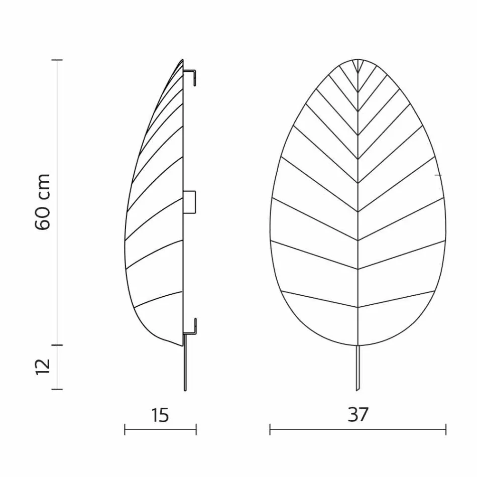 Wandlamp in metaal en wit lycra design in 3 afmetingen - gebladerte Viadurini