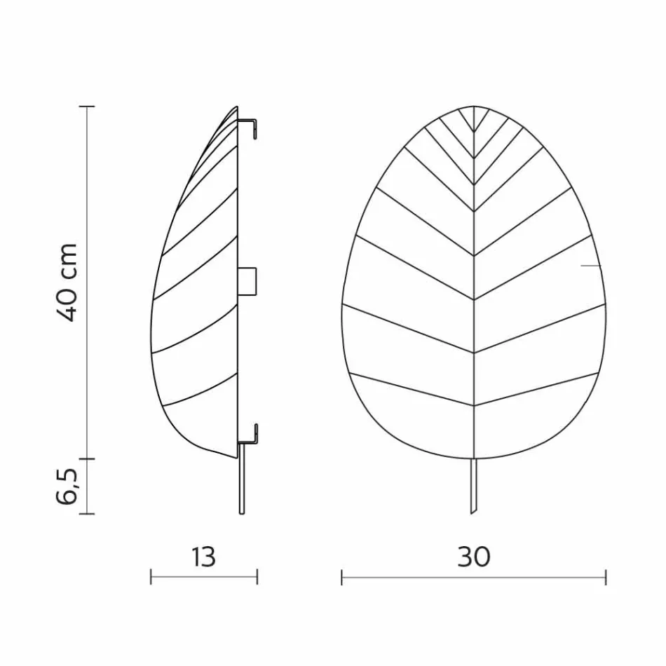Wandlamp in metaal en wit lycra design in 3 afmetingen - gebladerte Viadurini