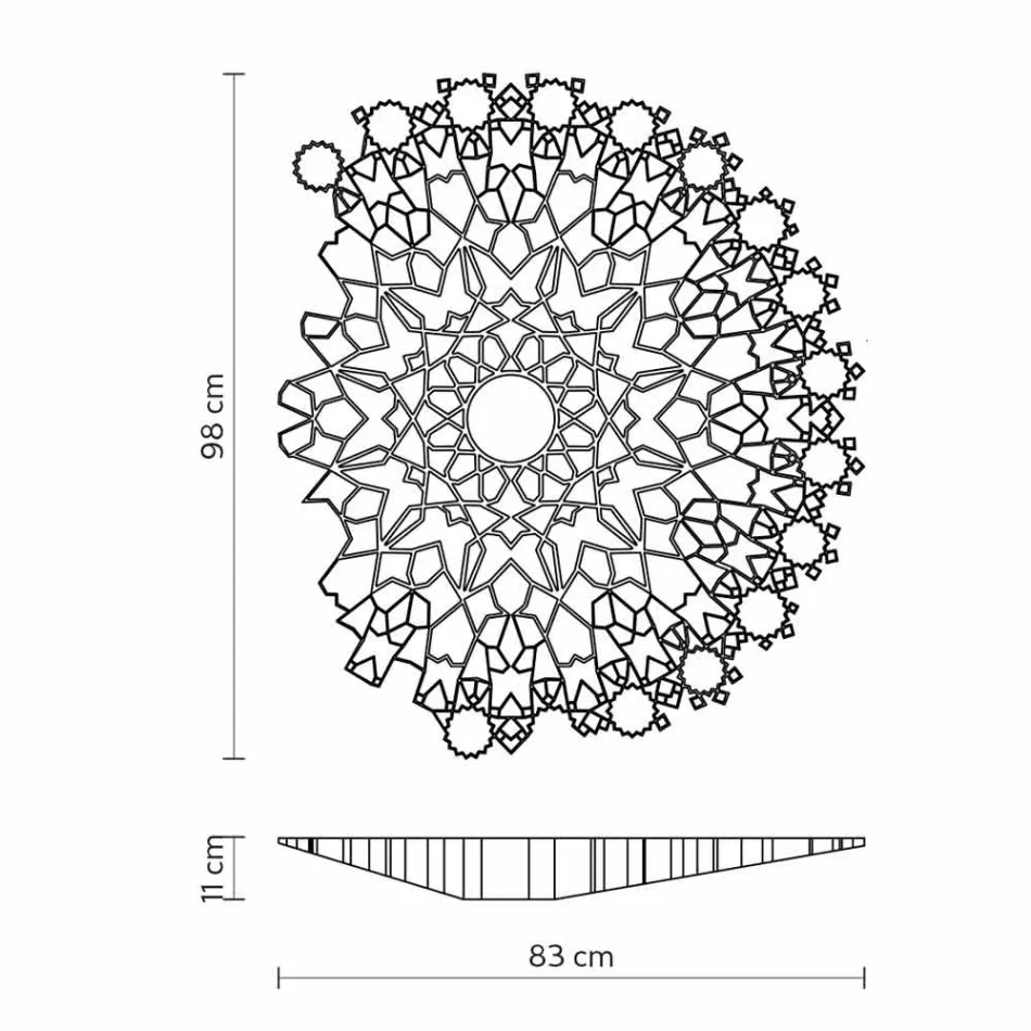 Plafondlamp Applique in Technopolymeer Wit of Goud Design 2 Maten - Kathedraal Viadurini