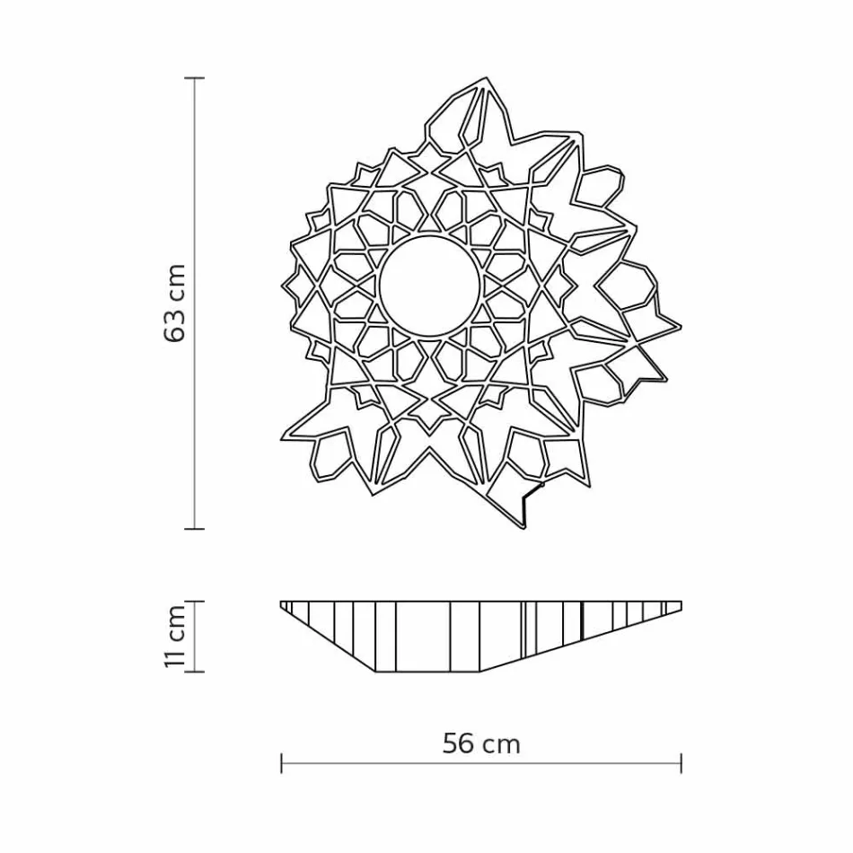 Plafondlamp Applique in Technopolymeer Wit of Goud Design 2 Maten - Kathedraal Viadurini