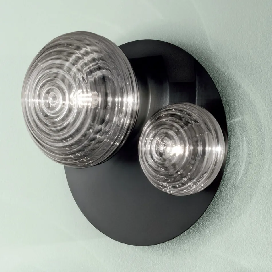 Wandlamp van geblazen glas met metalen structuur - Swallow Viadurini