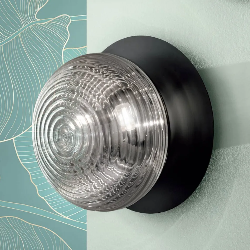 Wandlamp van geblazen glas met metalen structuur - Swallow Viadurini