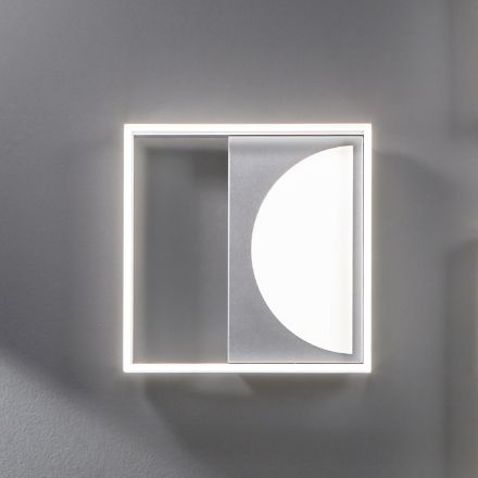 LED-plafondlamp van zilverkleurig metaal met omtrekdiffusor - Arco Viadurini