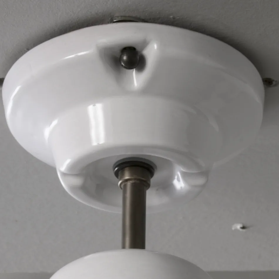 Handgemaakte plafondlamp in majolica en aluminium gemaakt in Italië - Toscot Battersea Viadurini