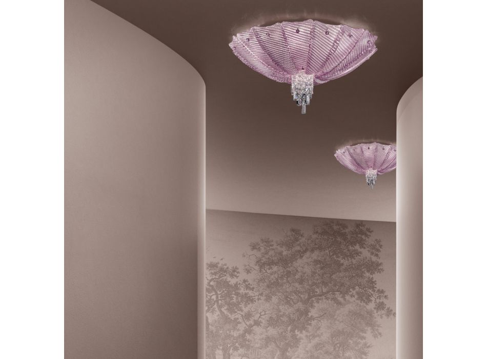 Handgemaakte Venetiaans glas en metalen plafondlamp Made in Italy - Fabiana Viadurini