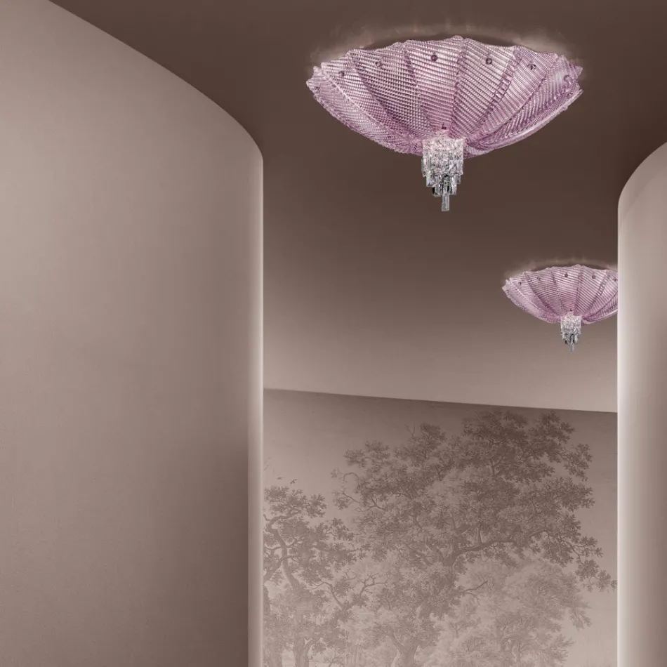 Handgemaakte Venetiaans glas en metalen plafondlamp Made in Italy - Fabiana Viadurini